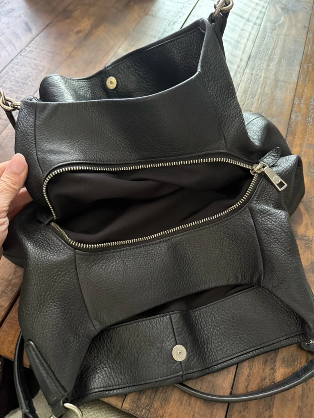 Coach Madison Phoebe Black Pebbled Leather Shoulder Bag Multi Compartments